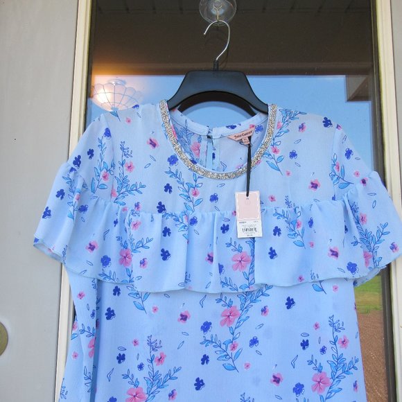 Last Chance 🌹$13ifbundle2 NWT ruffle layer floral top w bling - Picture 9 of 16